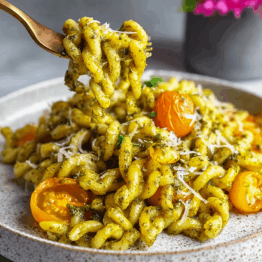 Yellow Tomato Pasta With Pesto