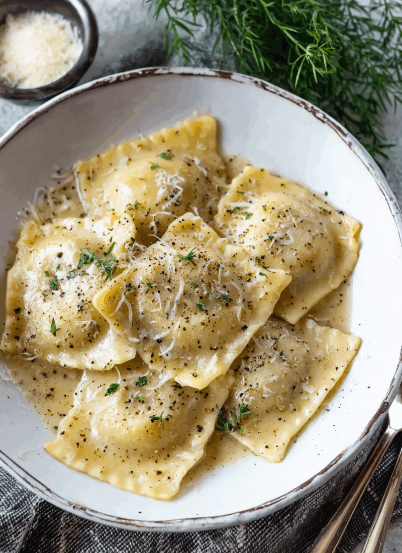 Ravioli With Pears & Cheese in Cacio e Pepe Sauce