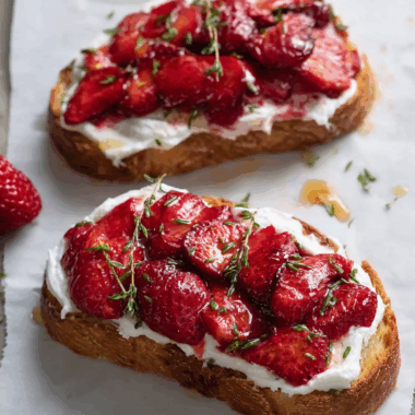Roasted Strawberry Whipped Ricotta Toast