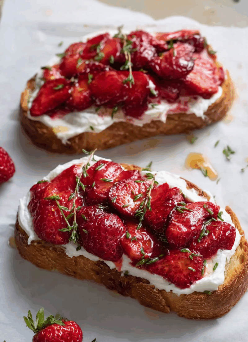 Roasted Strawberry Whipped Ricotta Toast