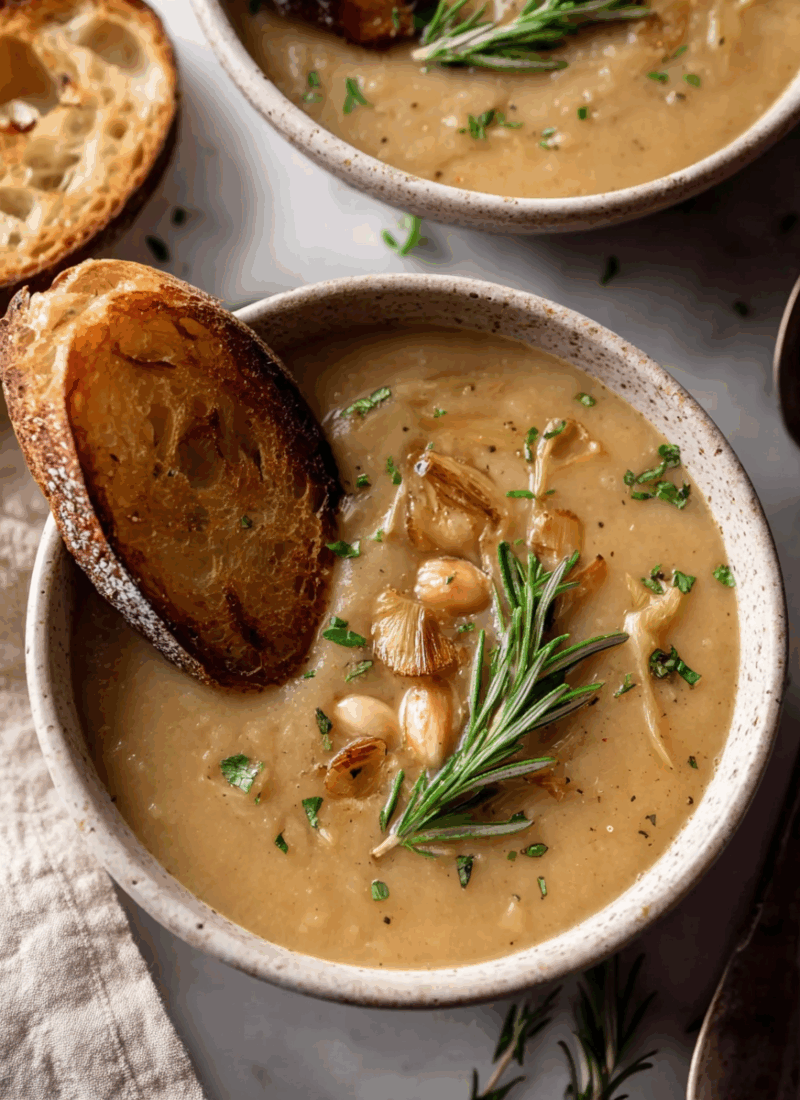 Rosemary and Roasted Garlic White Bean Soup