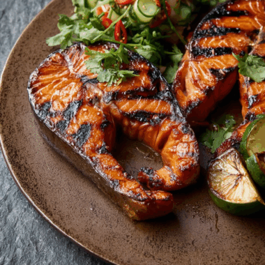 Soy Salmon Steak with Sambal Salad
