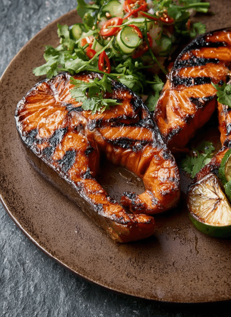 Soy Salmon Steak with Sambal Salad