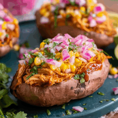 BBQ Chicken Stuffed Sweet Potatoes