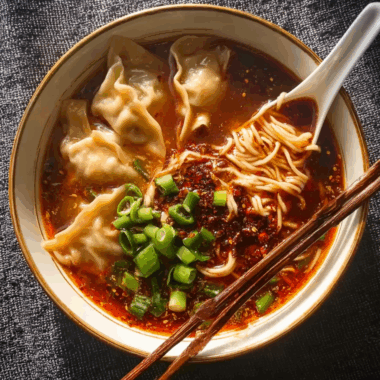 Hot and Sour Dumpling Noodle Soup