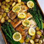 Lemon Garlic Sheet Pan Salmon with Broccolini and Potatoes