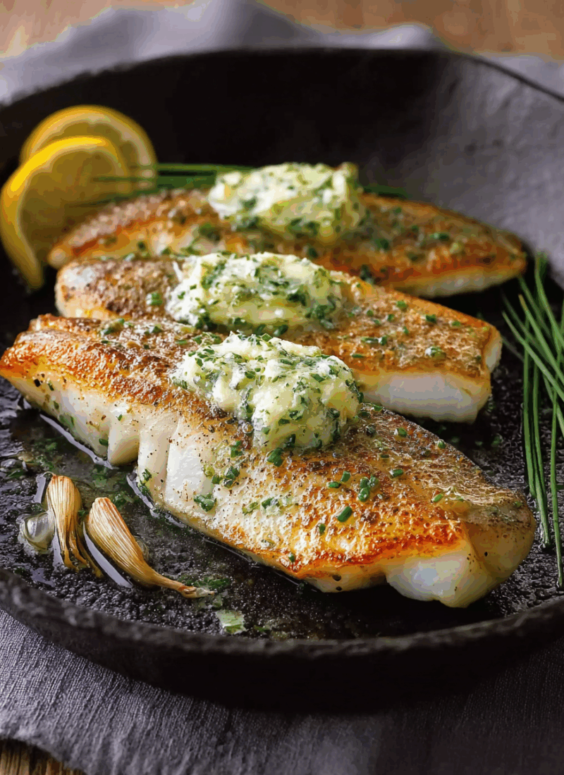 Pan-roasted Sea Bass with Garlic Butter