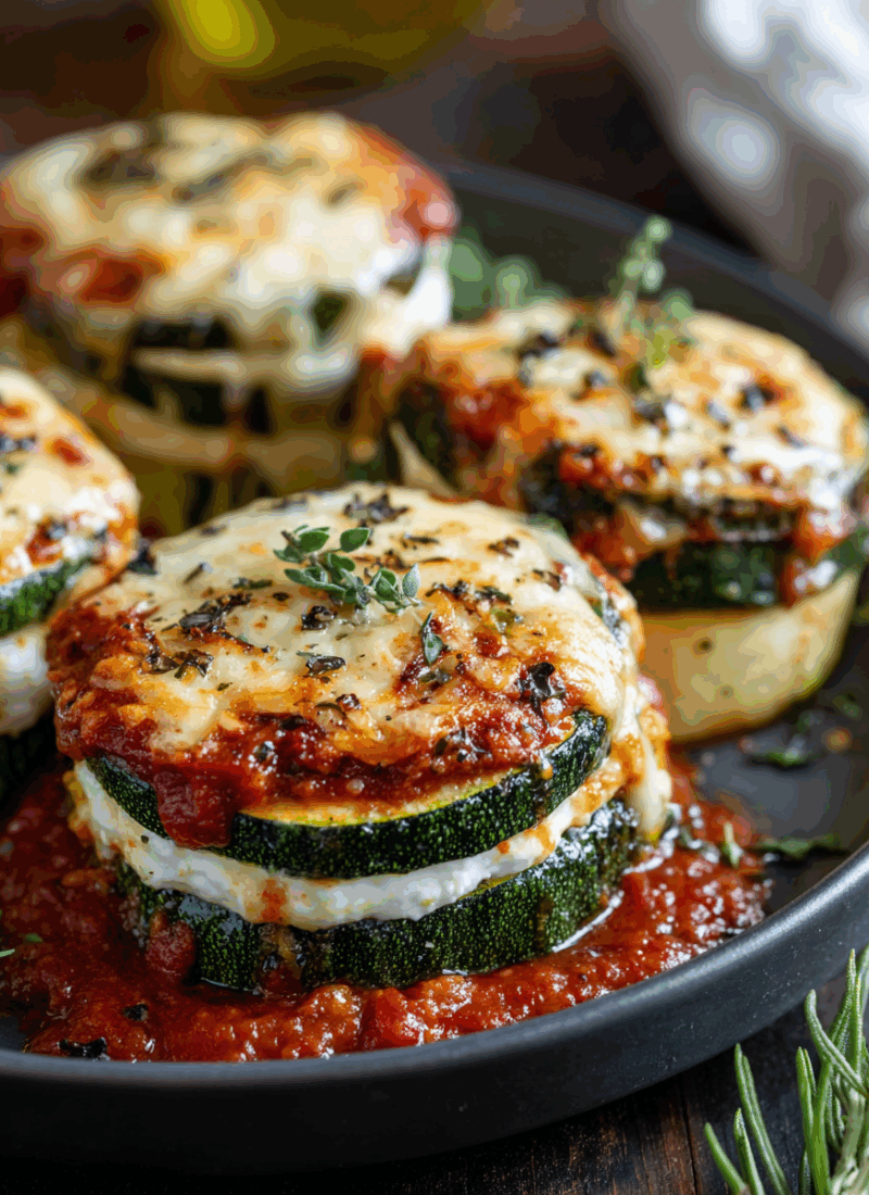 Layered Zucchini Ricotta Melts with Marinara