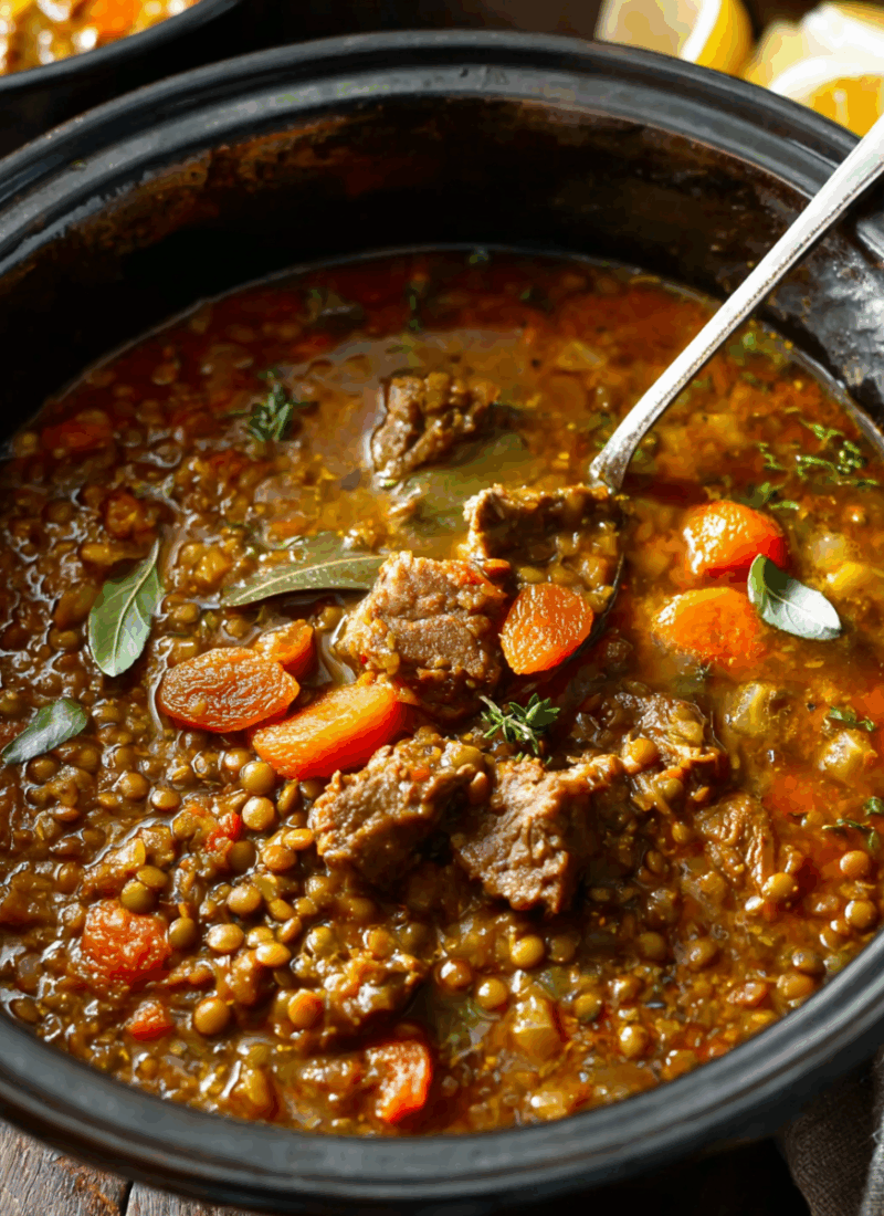 Moroccan-Spiced Beef and Lentil Stew