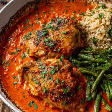 Skillet Chicken in Roasted Red Pepper Sauce