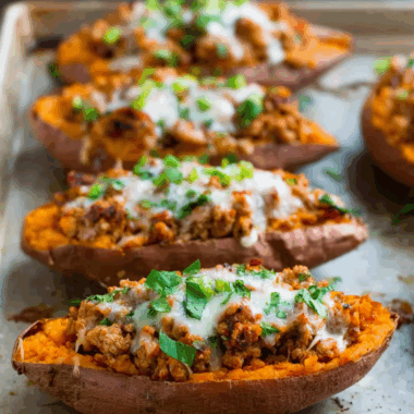 Turkey Taco Stuffed Sweet Potatoes