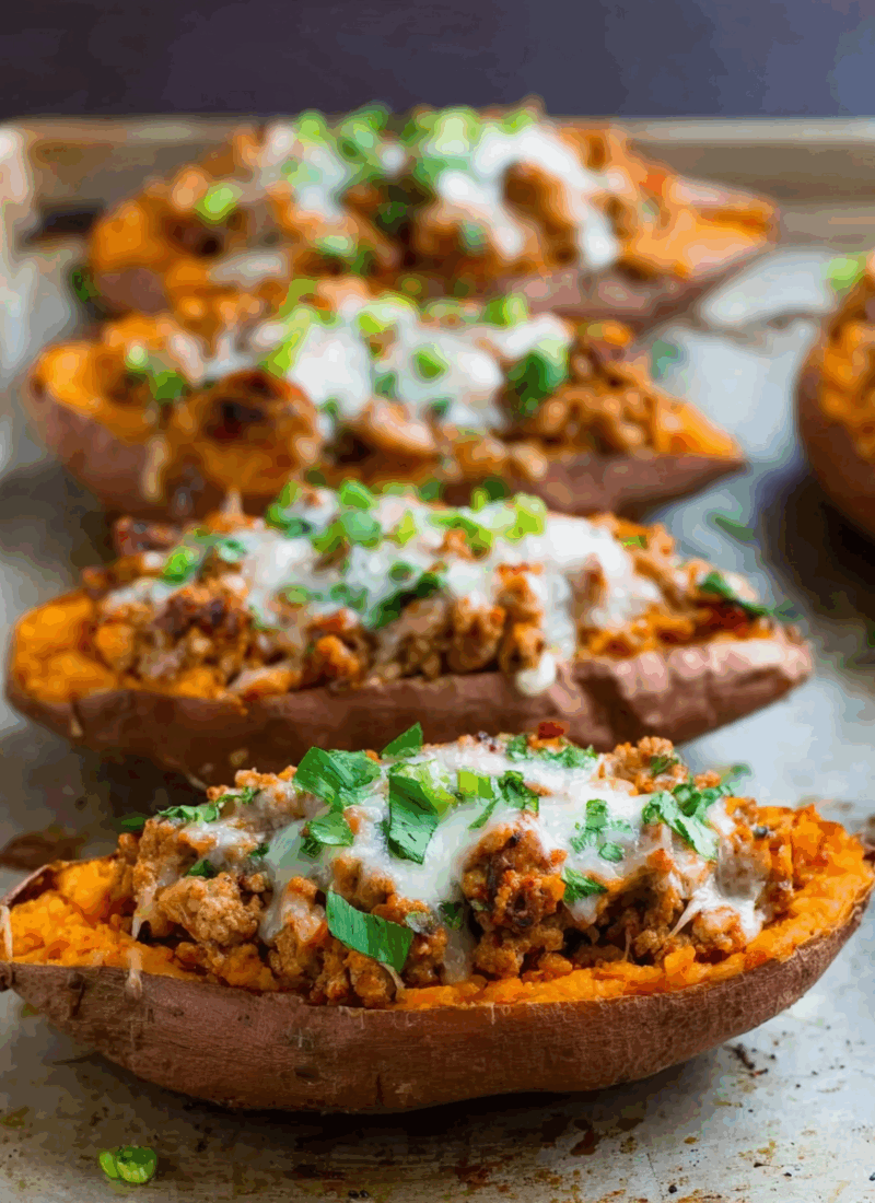 Turkey Taco Stuffed Sweet Potatoes