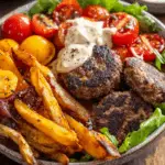 Burger Bowls with Caramelized Onion Aioli