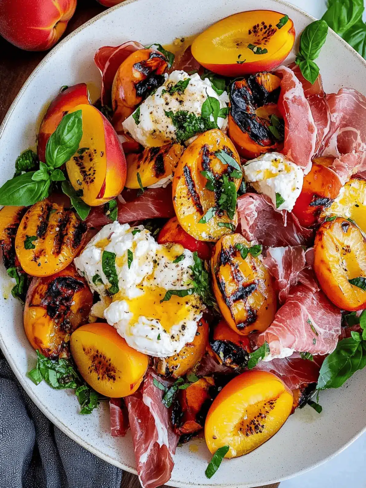 Grilled Nectarine Burrata Prosciutto Salad