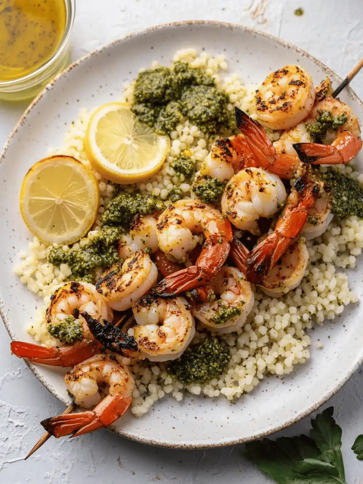 Grilled Lemon Shrimp with Pesto Couscous