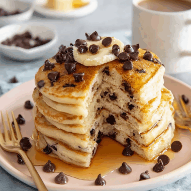Fluffy Chocolate Chip Pancakes