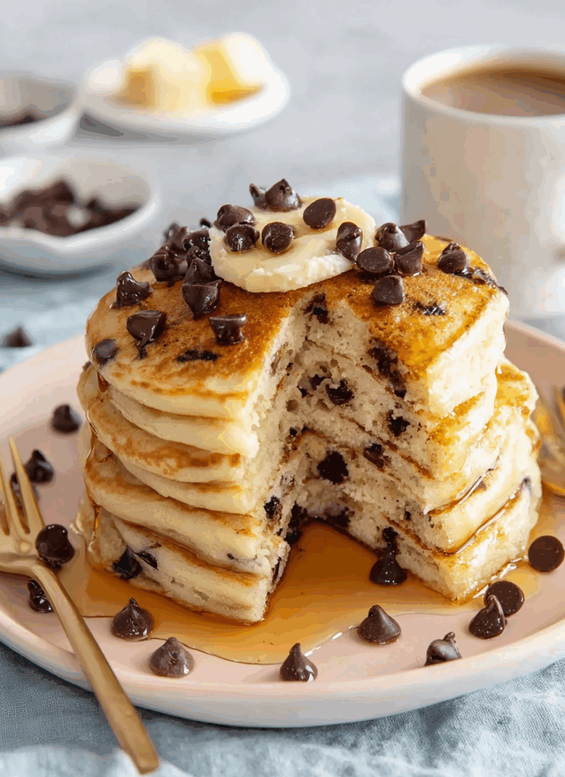 Fluffy Chocolate Chip Pancakes