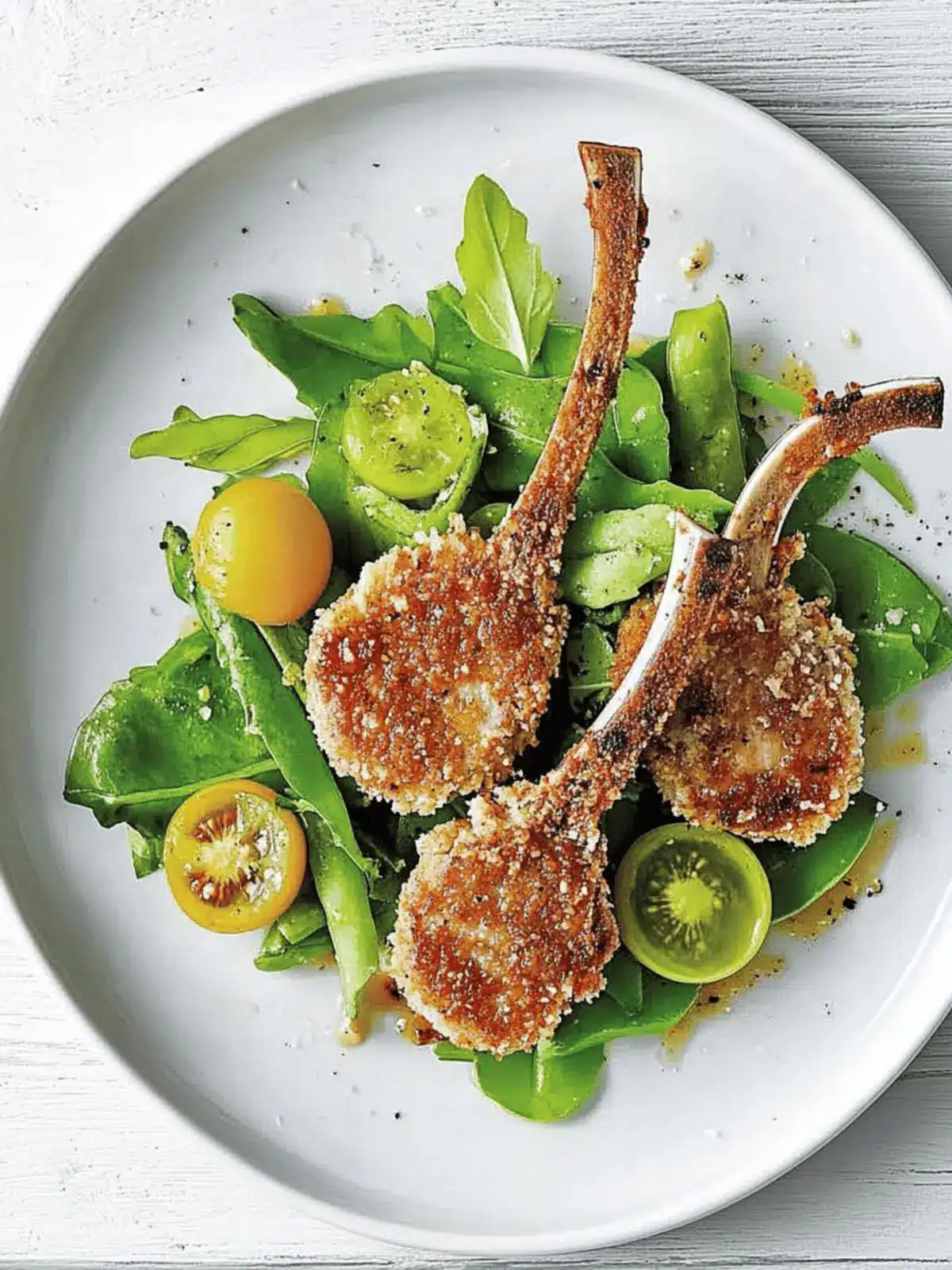 Pepper And Parmesan Crusted Lamb Cutlets With Fresh Green Tomato Salad
