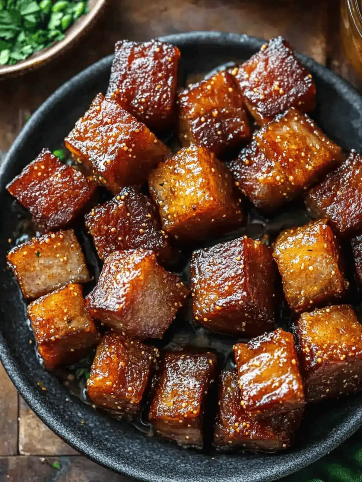 Maple Mustard Pork Belly Bites