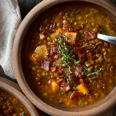 French Lentil Bacon Soup