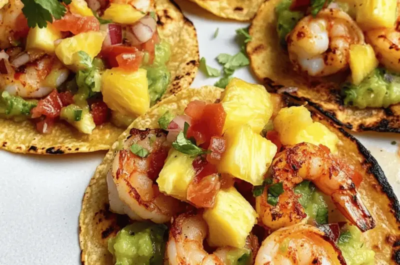 Shrimp Tostadas with Pineapple Salsa