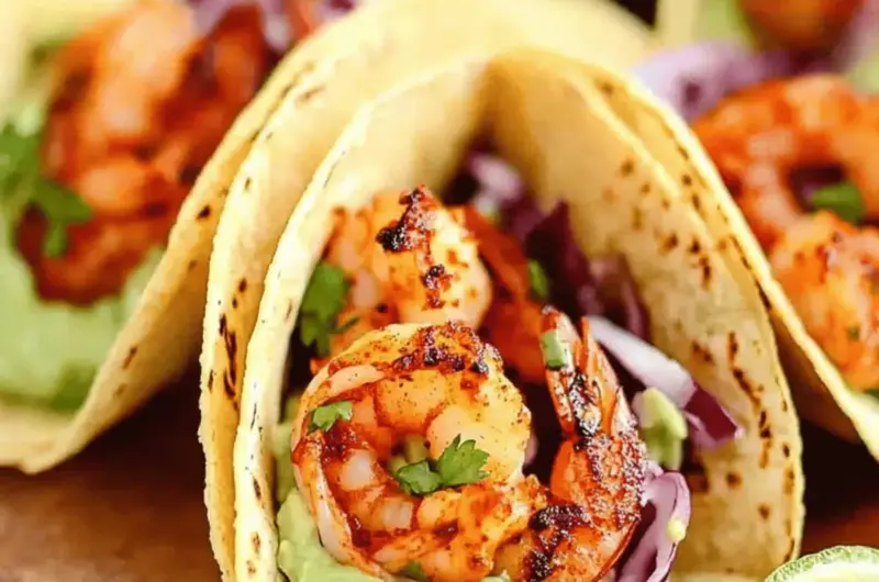 Spicy Shrimp Tacos with Avocado Crema