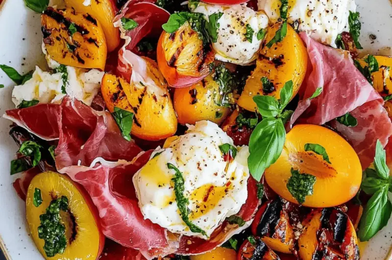Grilled Nectarine Burrata Prosciutto Salad