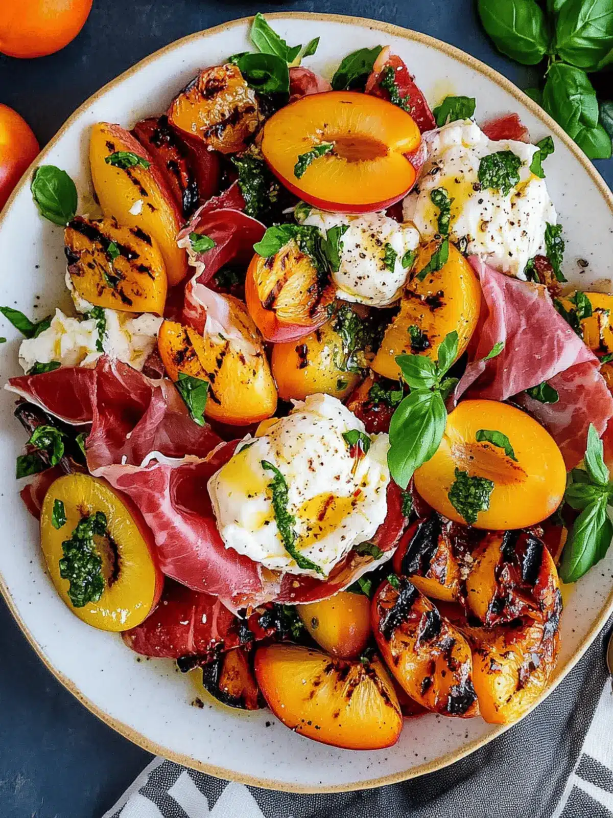Grilled Nectarine Burrata Prosciutto Salad