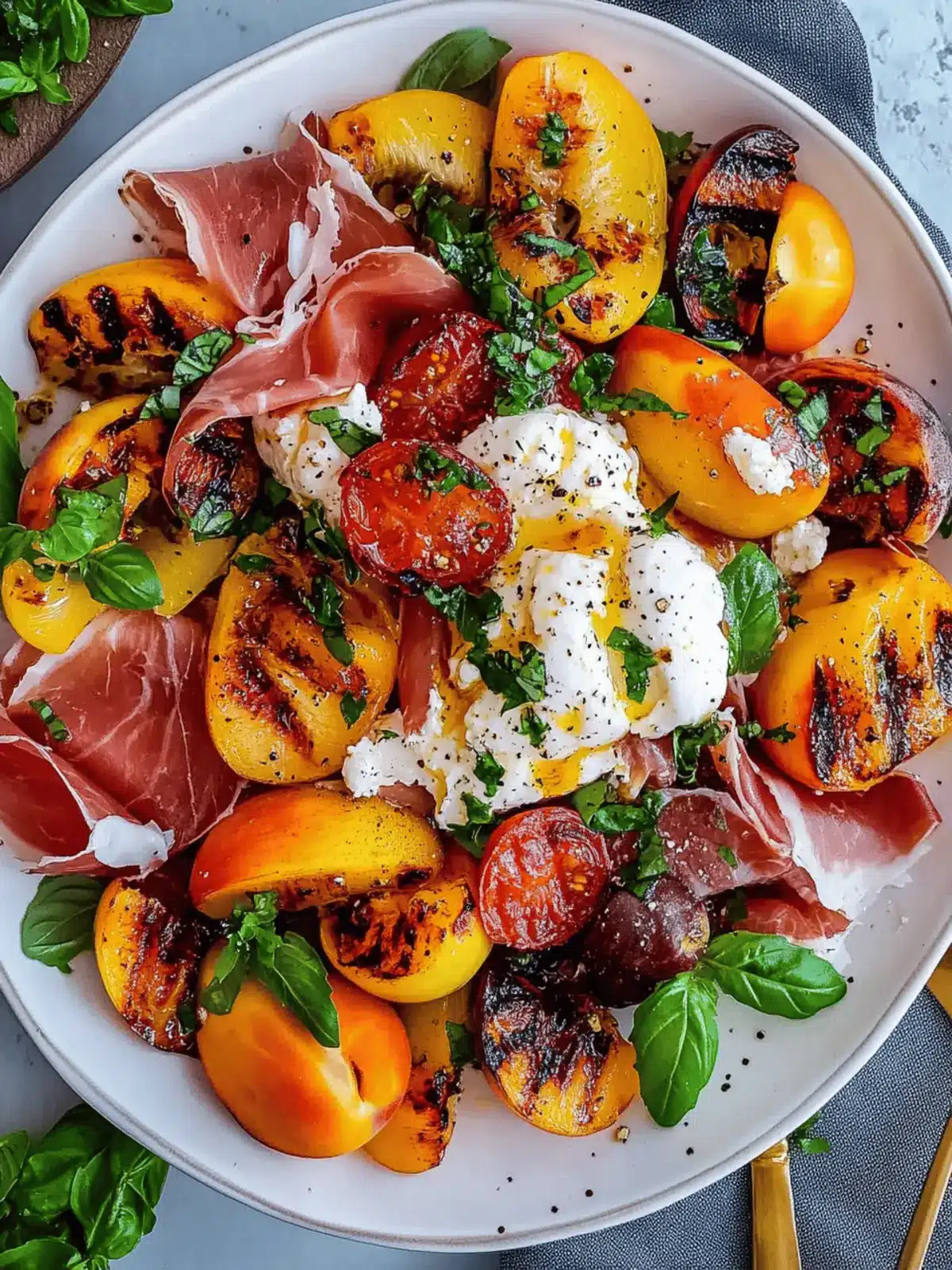 Grilled Nectarine Burrata Prosciutto Salad