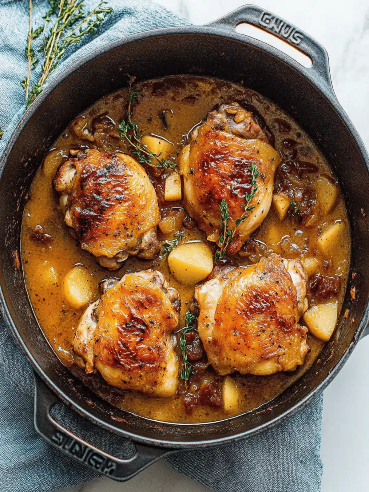 Braised Apple Cider Chicken Thighs