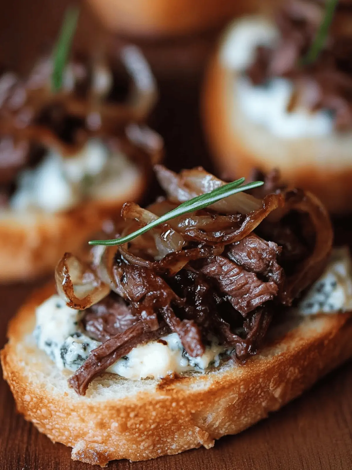 Braised Beef Crostini with Blue Cheese Butter Bliss
