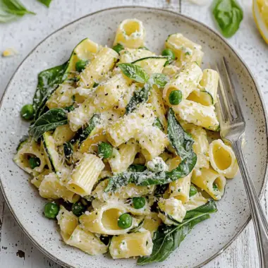 Zucchini Ricotta Summer Pasta with Peas