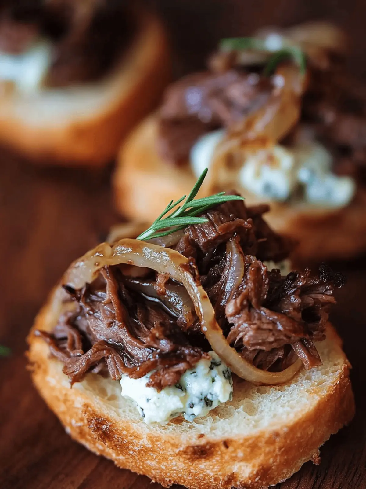 Braised Beef Crostini with Blue Cheese Butter Bliss