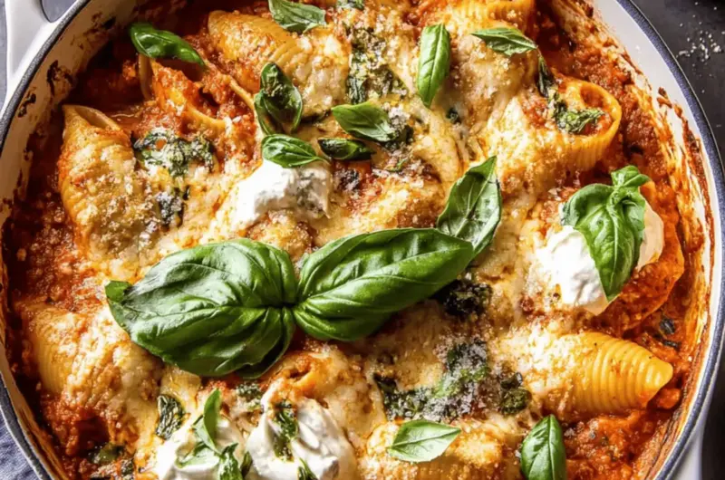 Stuffed Creamy Tomato Basil Pasta Shells