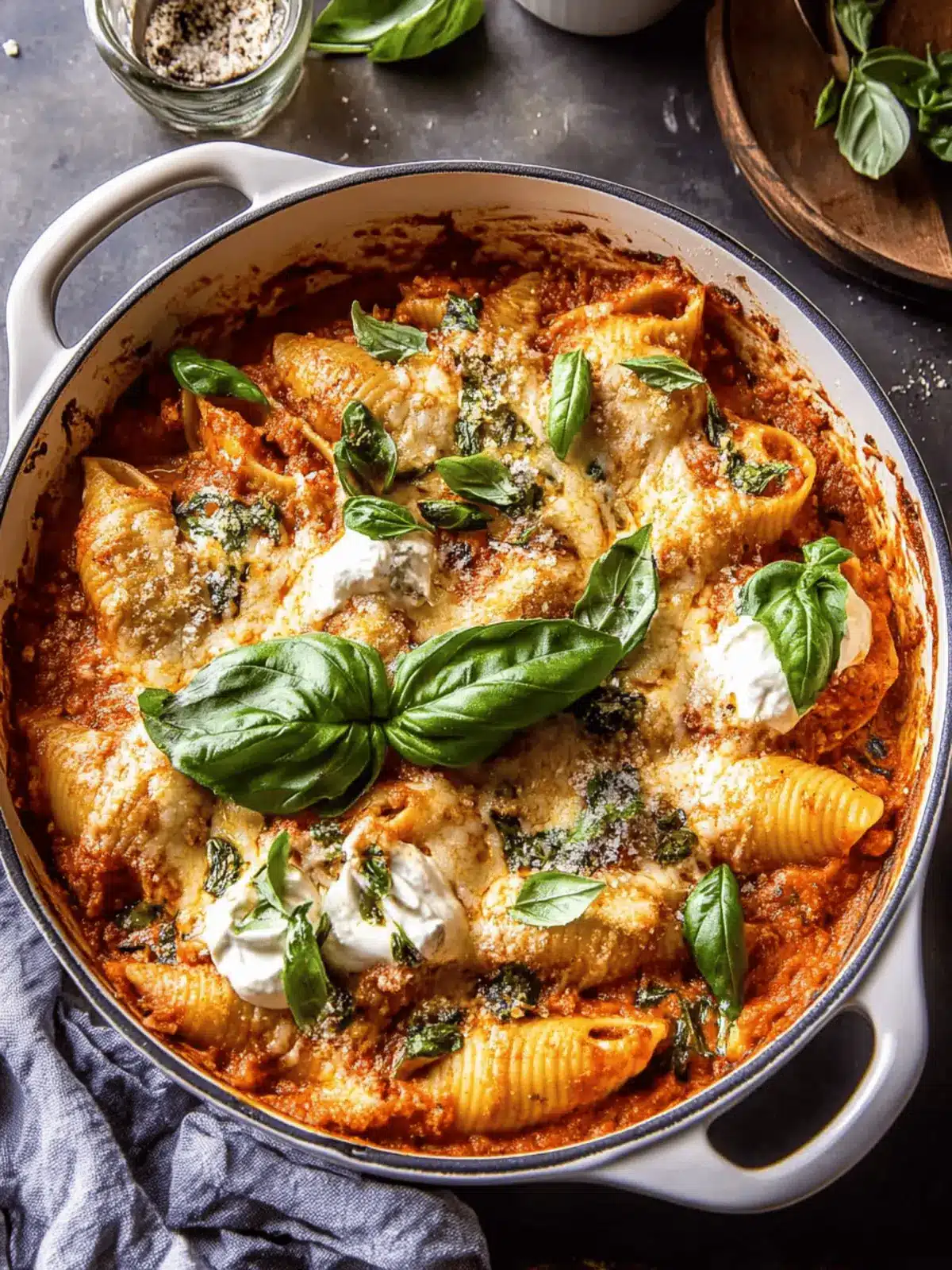 Stuffed Creamy Tomato Basil Pasta Shells