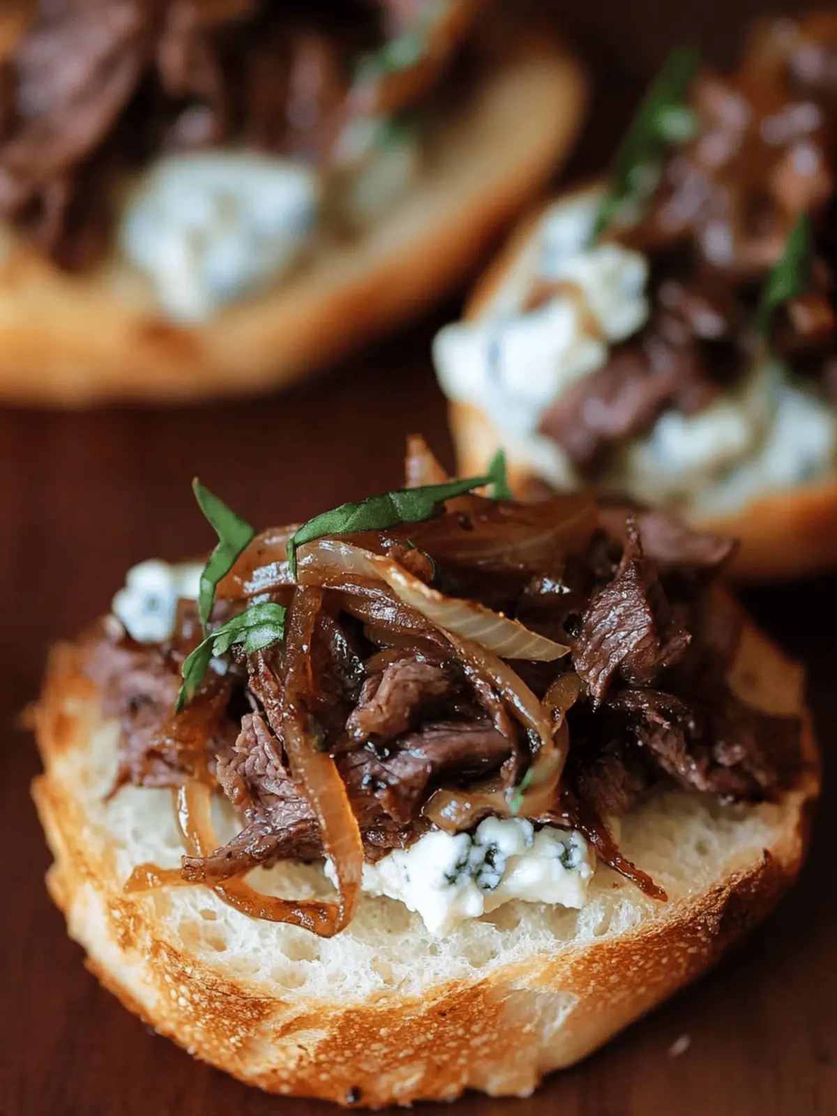 Braised Beef Crostini with Blue Cheese Butter Bliss