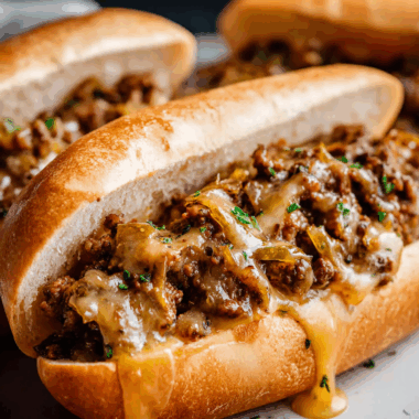 Cheesy Hot Beef Sandwich