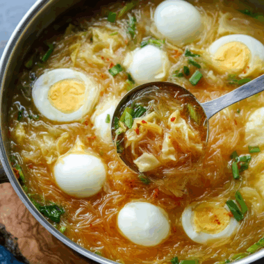 Sotanghon and Egg Noodle Soup