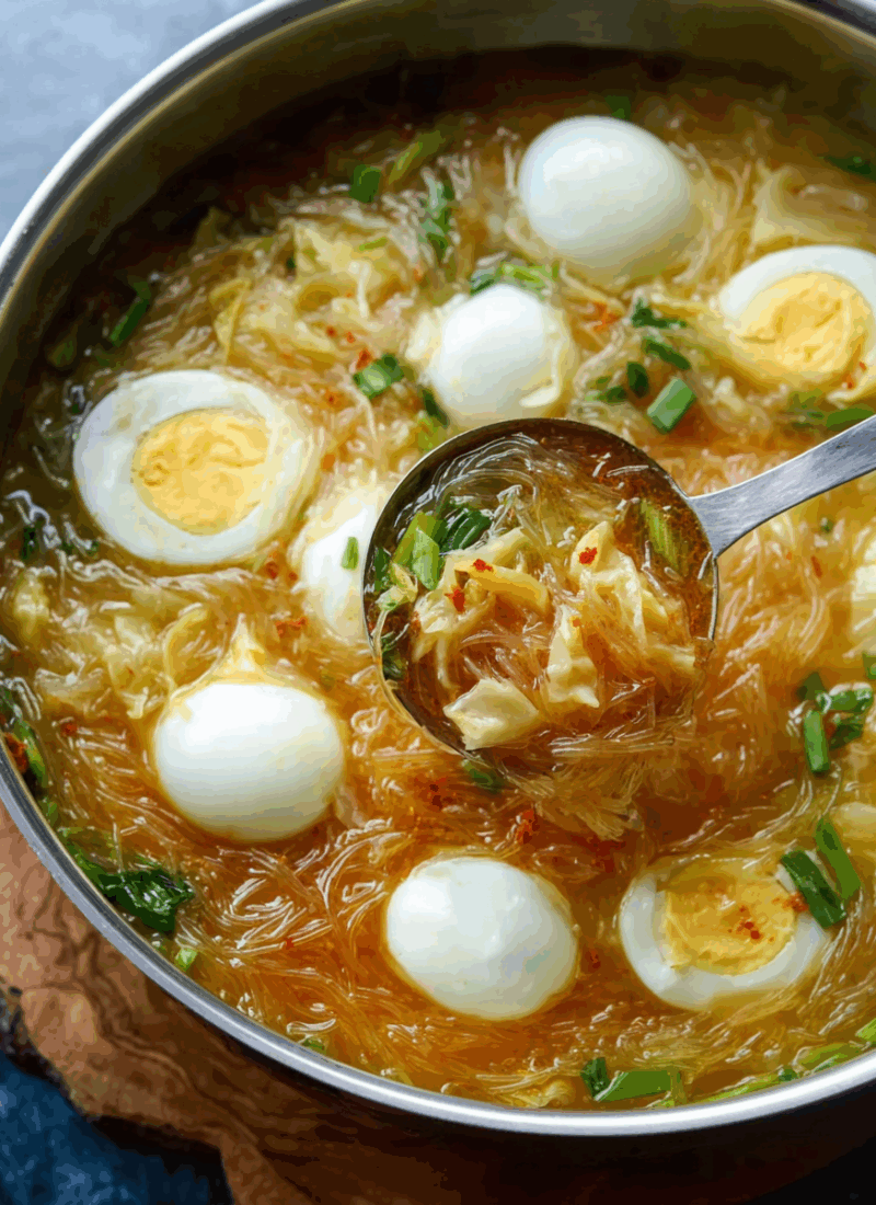 Sotanghon and Egg Noodle Soup
