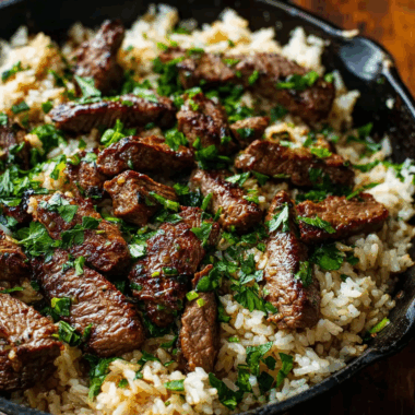 Honey Garlic Butter Steak and Rice Skillet