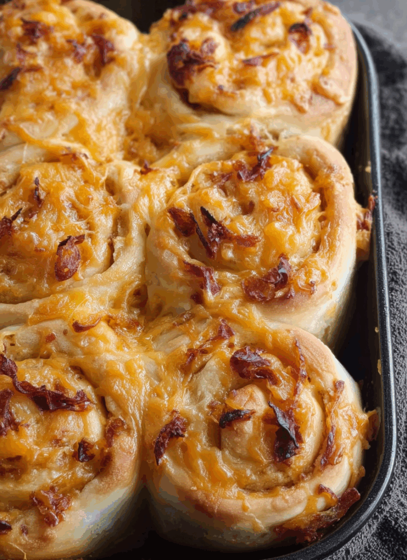 Caramelised Onion and Cheddar Rolls (Eggless)