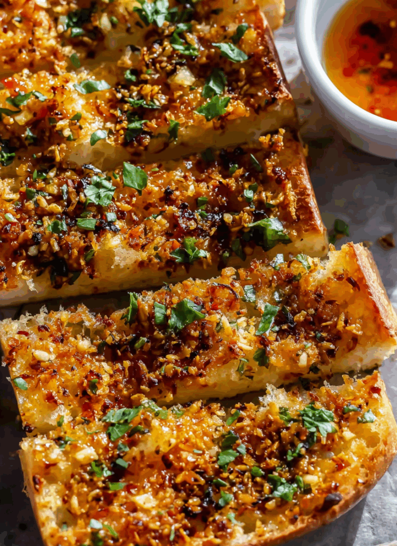 Chili Crunch Garlic Bread