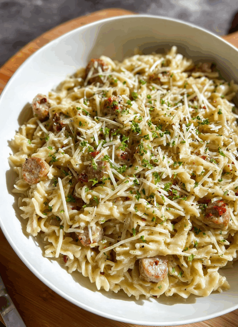 Roasted Garlic Sausage & White Wine Pasta