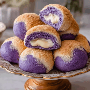 Ube Pandesal with Cheese Filling