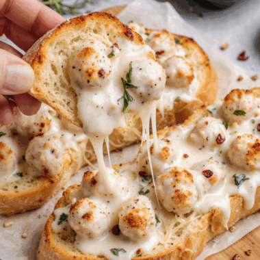 Chicken Alfredo Garlic Bread