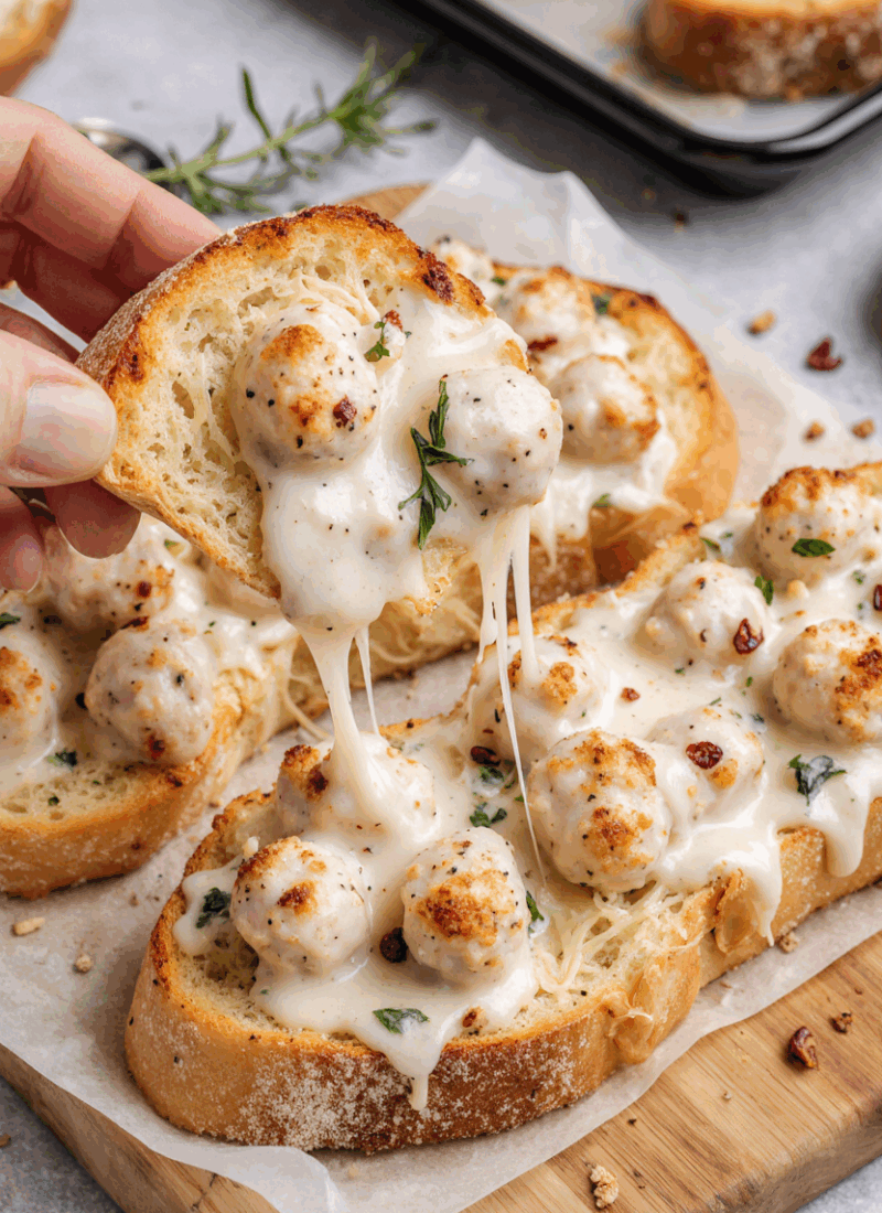 Chicken Alfredo Garlic Bread