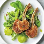 Pepper And Parmesan Crusted Lamb Cutlets With Green Tomato Salad