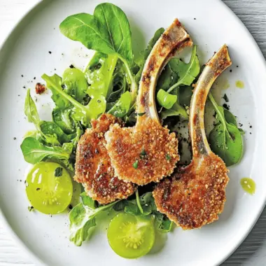 Pepper And Parmesan Crusted Lamb Cutlets With Green Tomato Salad