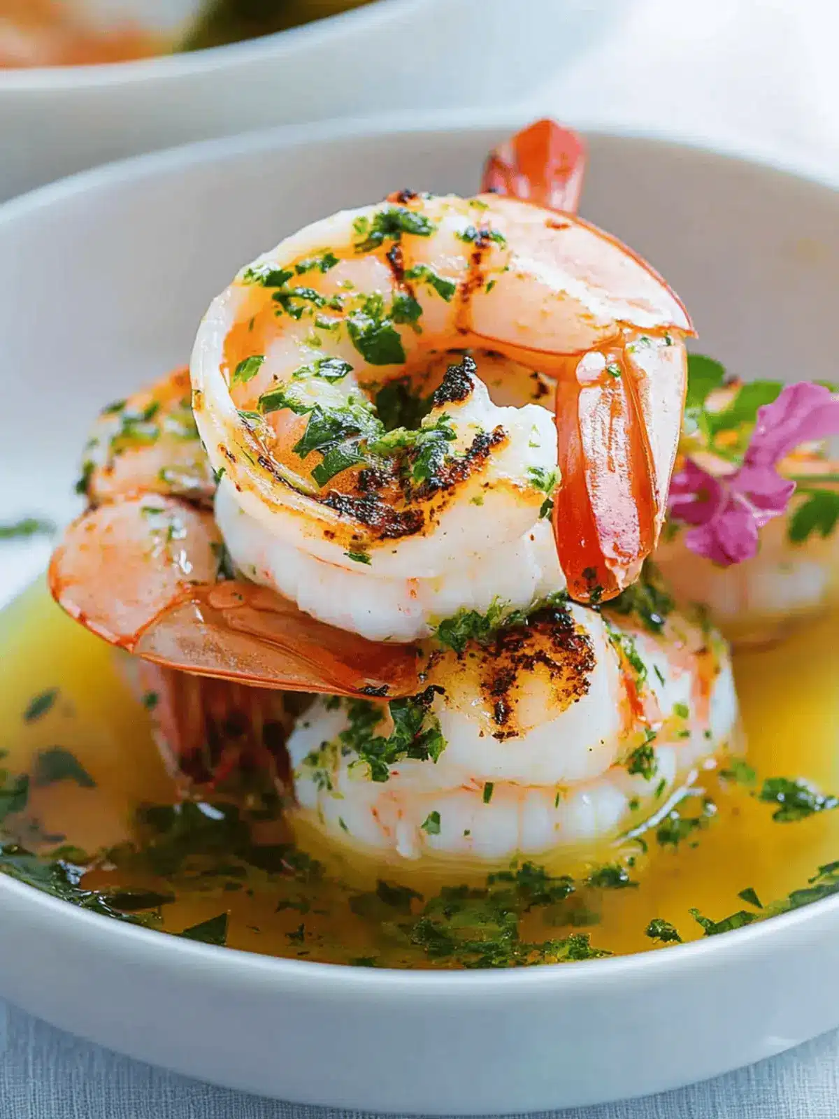 Grilled Gremolata Prawns in Prawn Broth for Special Occasions