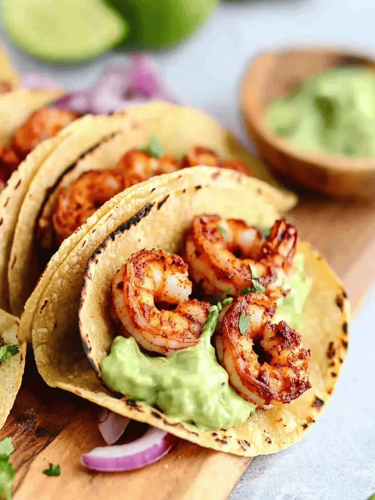 Spicy Shrimp Tacos with Avocado Crema
